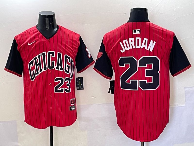 Men Chicago White Sox #23 Jordan Red Stripe Joint Name Nike 2025 MLB Jersey style 38->chicago white sox->MLB Jersey